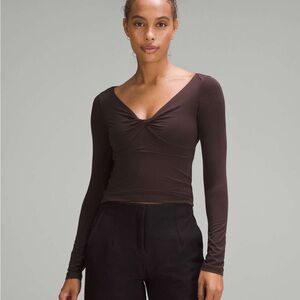 Lululemon Espresso modal silk blend v-neck long sleeve, XS
